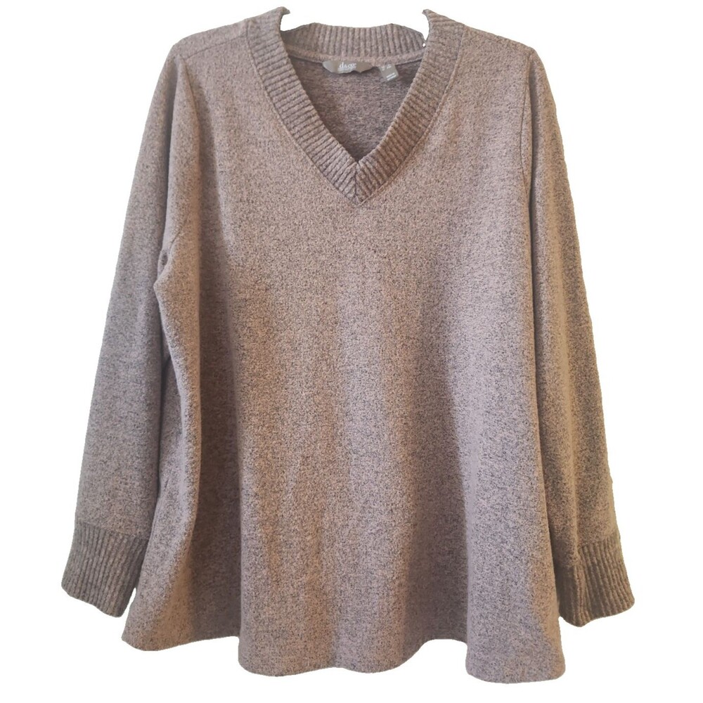 Denim & Co. Comfort Zone Plush Knit V-Neck Top Size 1X